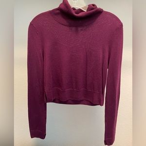 BCBGMAXAZRIA plum turtleneck crop sweater